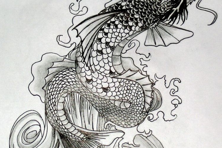 tatouage carpe koi dragon