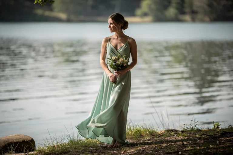 Échappée en bord de lac : comment la robe vert d’eau devient la signature d’une demoiselle d’honneur chic
