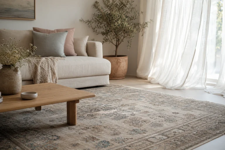 Tapis scandinave et rideaux légers : composer une décoration tout en douceur